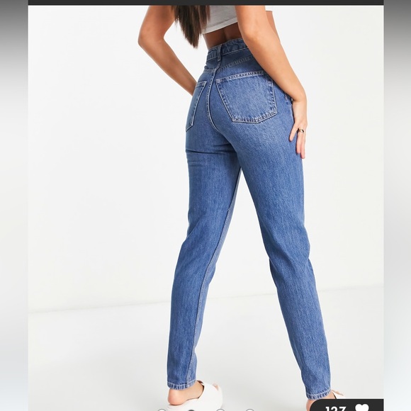 ASOS Top Shop Woman's Tall Original High Rise Mom Jeans Sz 26 L36 - Picture 8 of 10